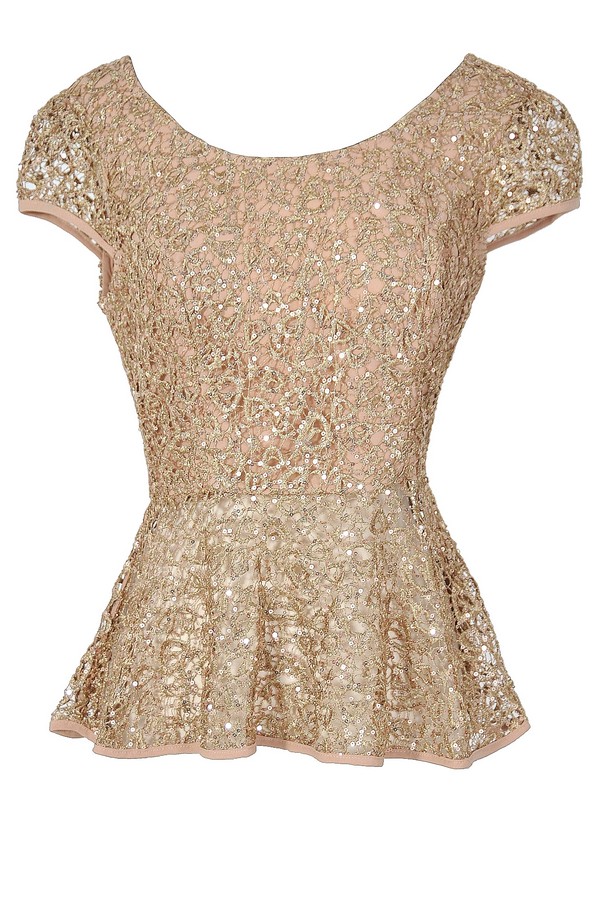 Gold Rush Web Lace Sequin Designer Top